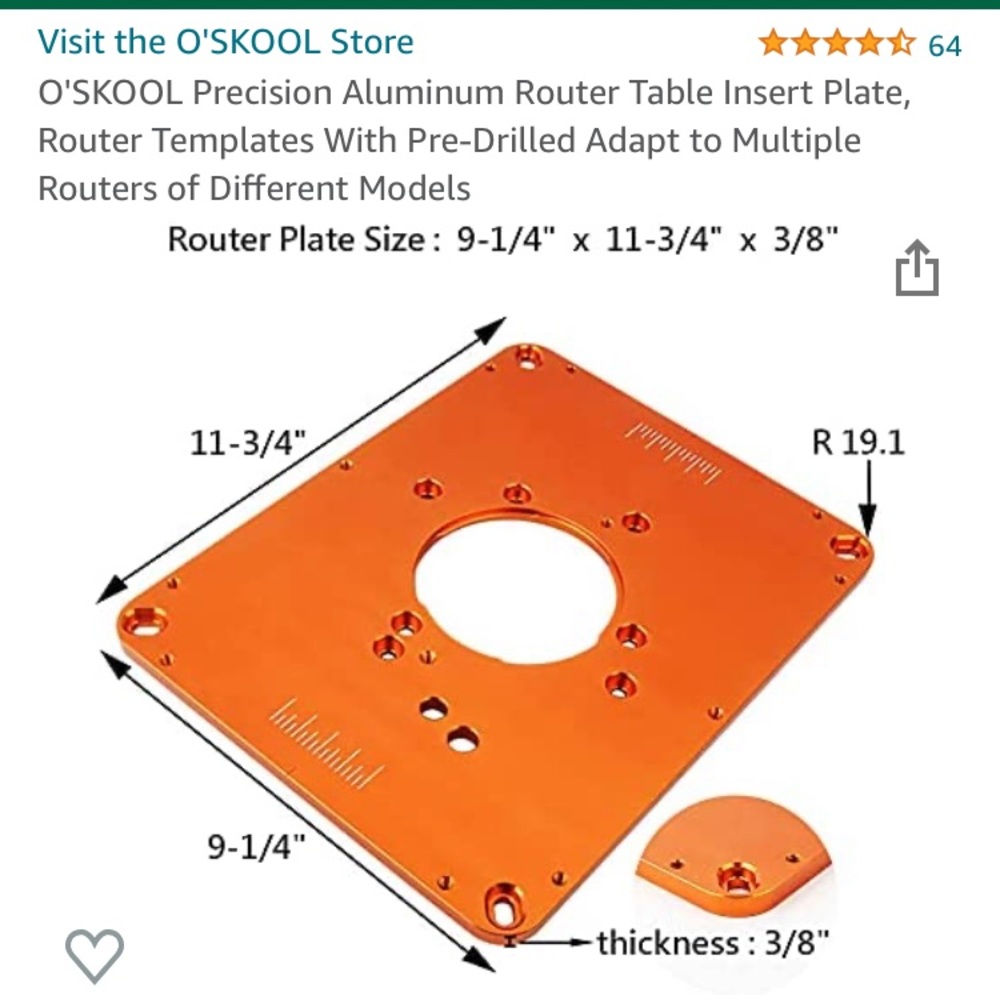O’Skool Router Table Insert Plate - Picture 2 of 2